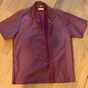 Jim Thompson Men's Short-Sleeve Button-Down Shirt in Burgundy